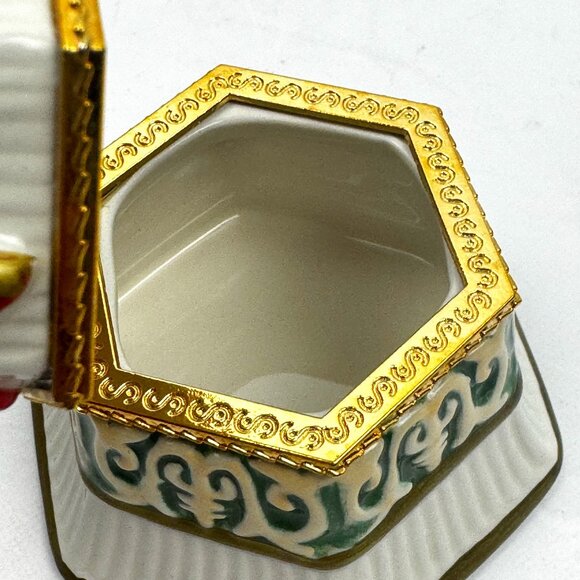 Fitz and Floyd Christmas Bells Hinged Trinket Box Holiday Ceramic Candy Jar Hand - Picture 7 of 12